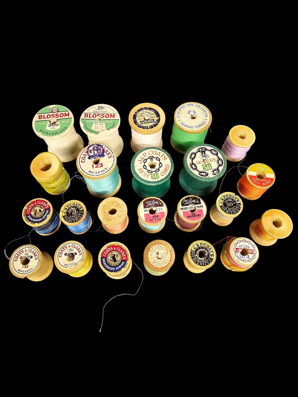 Vintage Wooden Thread Spool Lot Of 23 Multicolor